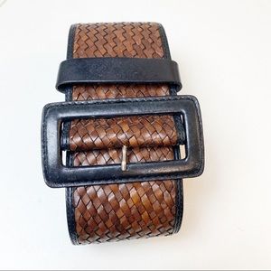 Banana Republic Belt Woven Brown Leather Wide